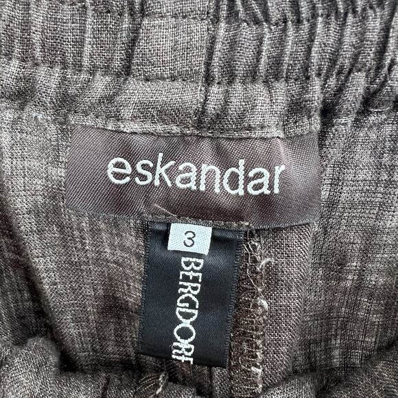 Eskandar Brown 100% Linen Lagenlook Pull On Wide Leg Trouser Pants Size 3 - Picture 5 of 7